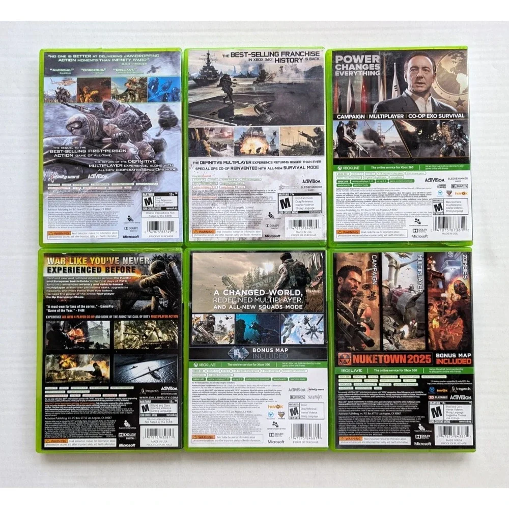 Call of Duty Game Lot of 6 Xbox 360 Modern Warfare Ghosts Black Ops Tested